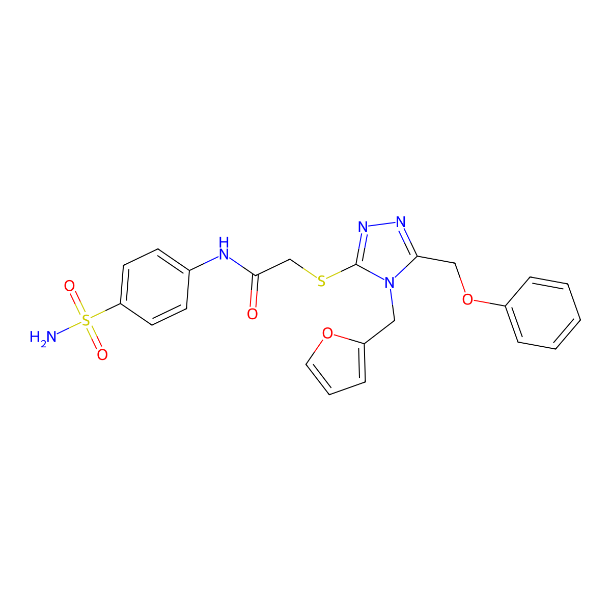 2-[[4-(furan-2-ylmethyl)-5-(phenoxymethyl)-1,2,4-triazol-3-yl]sulfanyl]-N-(4-sulfamoylphenyl)acetamide molecular structure, CAS 710984-16-0
