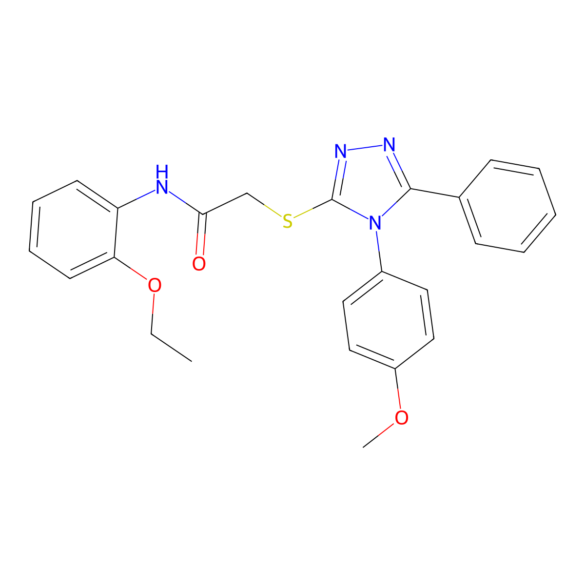 N-(2-ethoxyphenyl)-2-[[4-(4-methoxyphenyl)-5-phenyl-1,2,4-triazol-3-yl]sulfanyl]acetamide molecular structure, CAS 710984-58-0