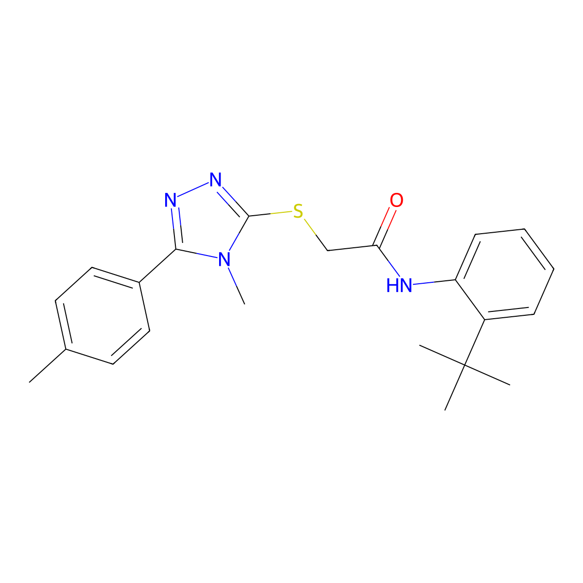 N-(2-tert-butylphenyl)-2-[[4-methyl-5-(4-methylphenyl)-1,2,4-triazol-3-yl]sulfanyl]acetamide molecular structure, CAS 710984-62-6