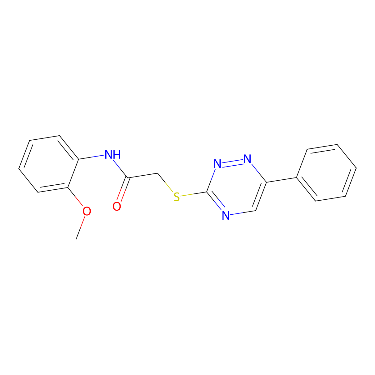N-(2-methoxyphenyl)-2-[(6-phenyl-1,2,4-triazin-3-yl)sulfanyl]acetamide molecular structure, CAS 710984-84-2