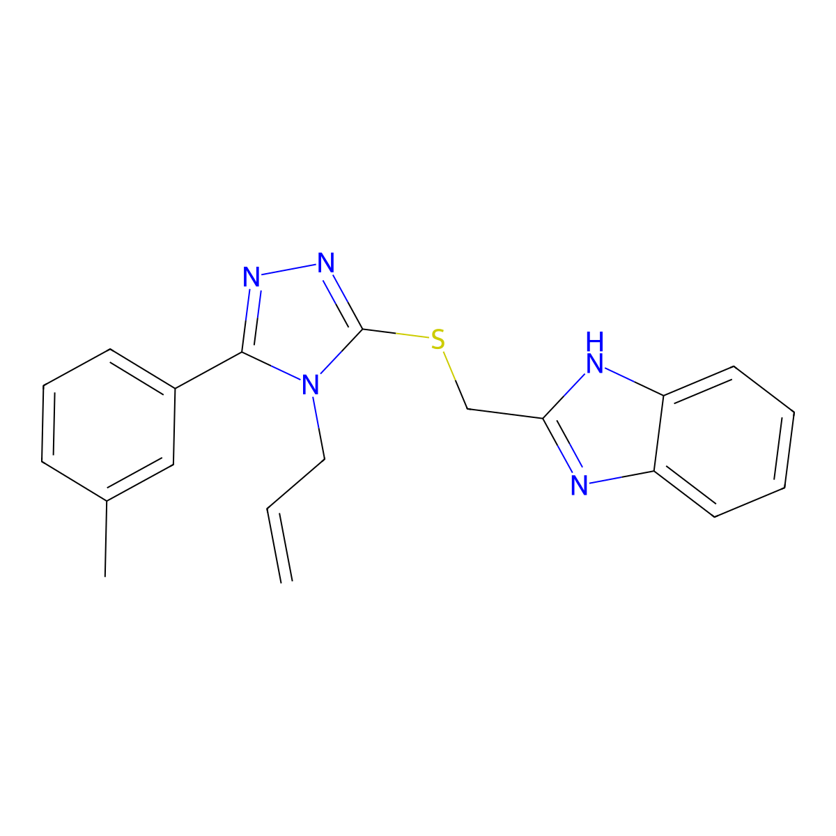 2-[[5-(3-methylphenyl)-4-prop-2-enyl-1,2,4-triazol-3-yl]sulfanylmethyl]-1H-benzimidazole molecular structure, CAS 710984-85-3