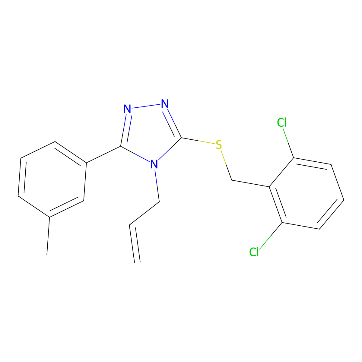 3-[(2,6-Dichlorophenyl)methylsulfanyl]-5-(3-methylphenyl)-4-prop-2-enyl-1,2,4-triazole molecular structure, CAS 710984-88-6