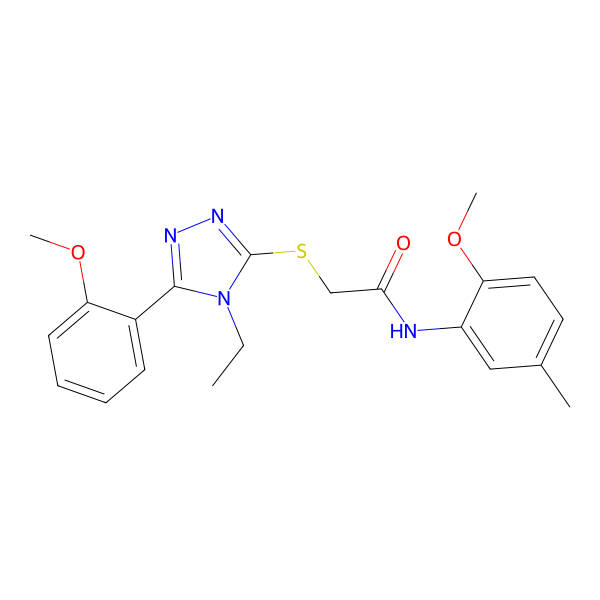 2-[[4-ethyl-5-(2-methoxyphenyl)-1,2,4-triazol-3-yl]sulfanyl]-N-(2-methoxy-5-methylphenyl)acetamide molecular structure, CAS 710985-27-6