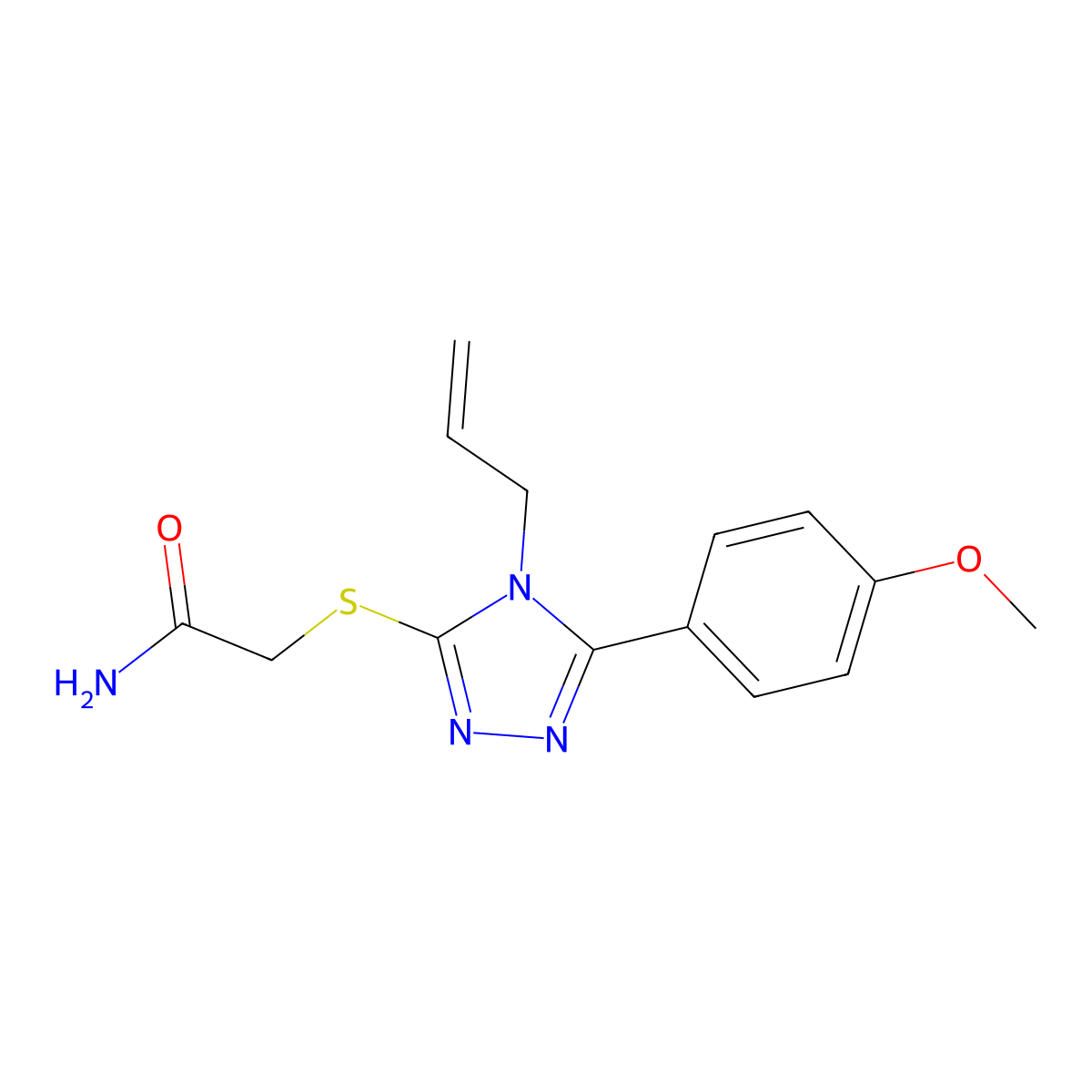 2-[[5-(4-Methoxyphenyl)-4-prop-2-enyl-1,2,4-triazol-3-yl]sulfanyl]acetamide molecular structure, CAS 710985-45-8