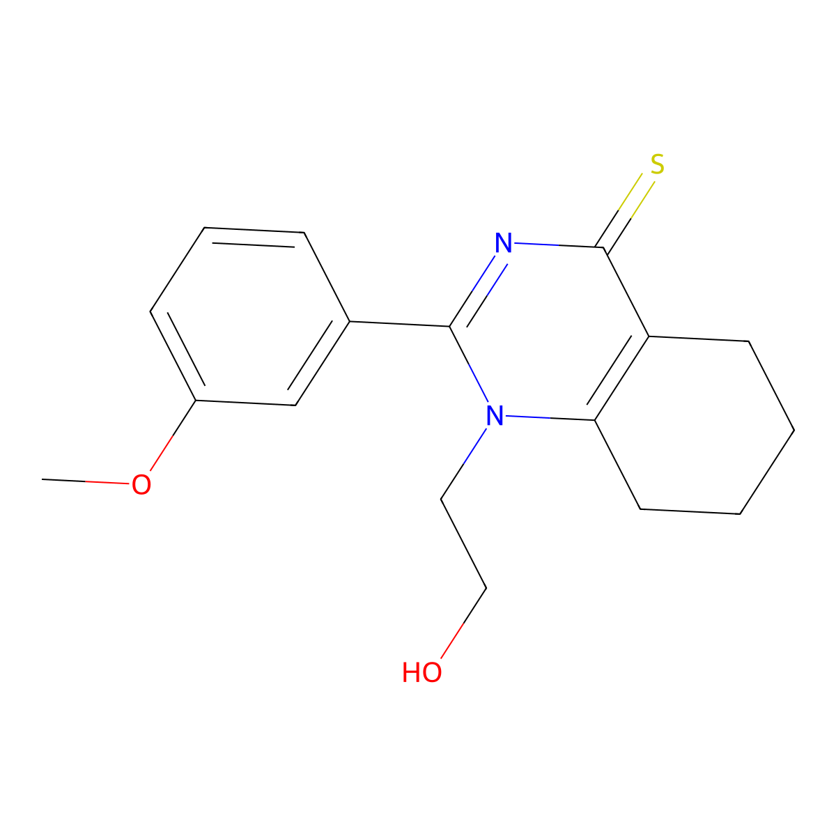 1-(2-hydroxyethyl)-2-(3-methoxyphenyl)-5,6,7,8-tetrahydroquinazoline-4(1H)-thione molecular structure, CAS 710985-79-8