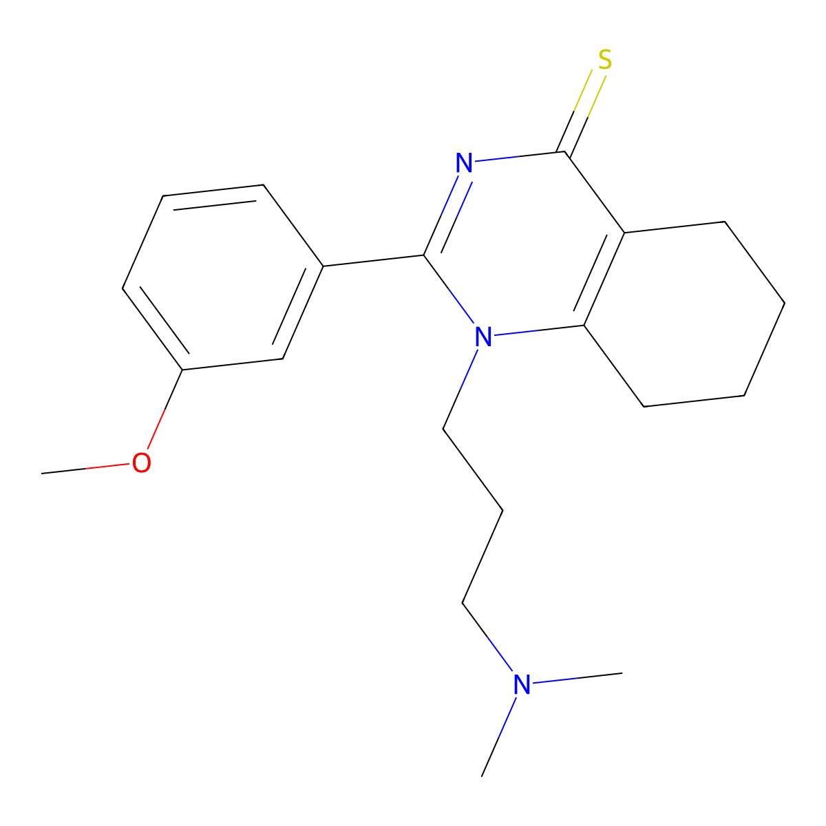 1-(3-(dimethylamino)propyl)-2-(3-methoxyphenyl)-5,6,7,8-tetrahydroquinazoline-4(1H)-thione molecular structure, CAS 710985-83-4