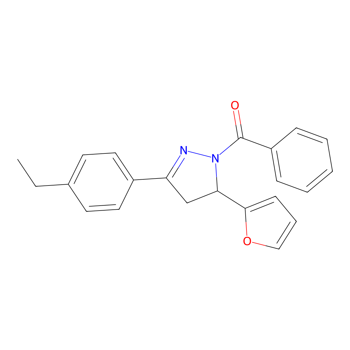 [5-(4-Ethylphenyl)-3-(furan-2-yl)-3,4-dihydropyrazol-2-yl]-phenylmethanone molecular structure, CAS 710986-01-9