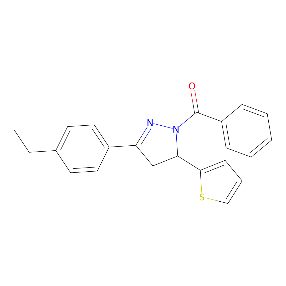 [5-(4-Ethylphenyl)-3-thiophen-2-yl-3,4-dihydropyrazol-2-yl]-phenylmethanone molecular structure, CAS 710986-07-5