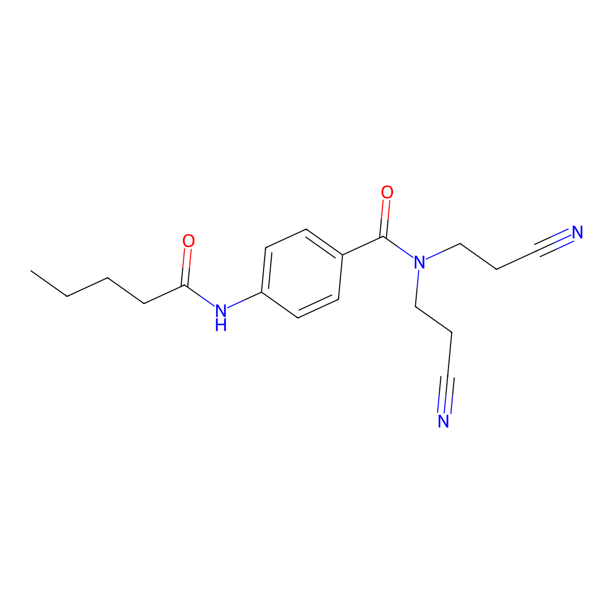 N,N-bis(2-cyanoethyl)-4-(pentanoylamino)benzamide molecular structure, CAS 710986-40-6