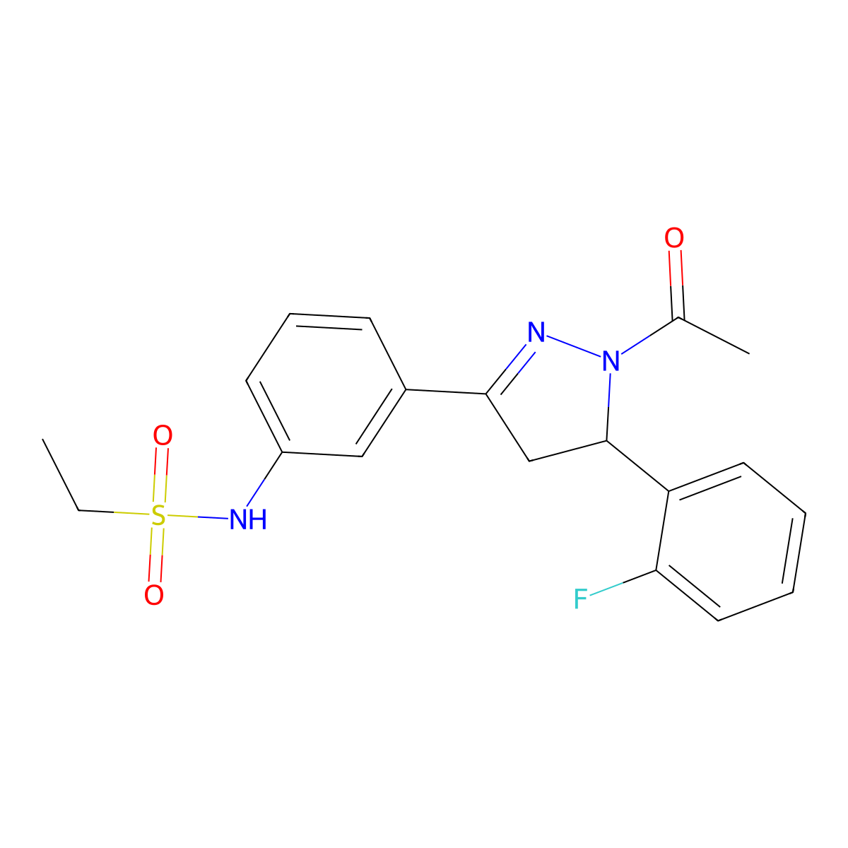 N-(3-(1-acetyl-5-(2-fluorophenyl)-4,5-dihydro-1H-pyrazol-3-yl)phenyl)ethanesulfonamide molecular structure, CAS 710986-47-3