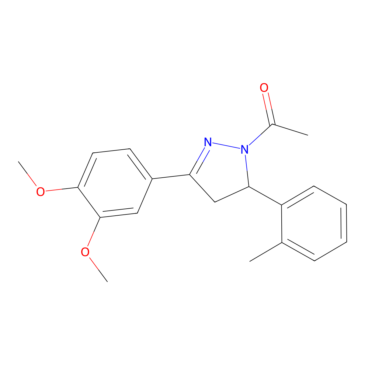 1-[5-(3,4-Dimethoxyphenyl)-3-(2-methylphenyl)-3,4-dihydropyrazol-2-yl]ethanone molecular structure, CAS 710986-55-3