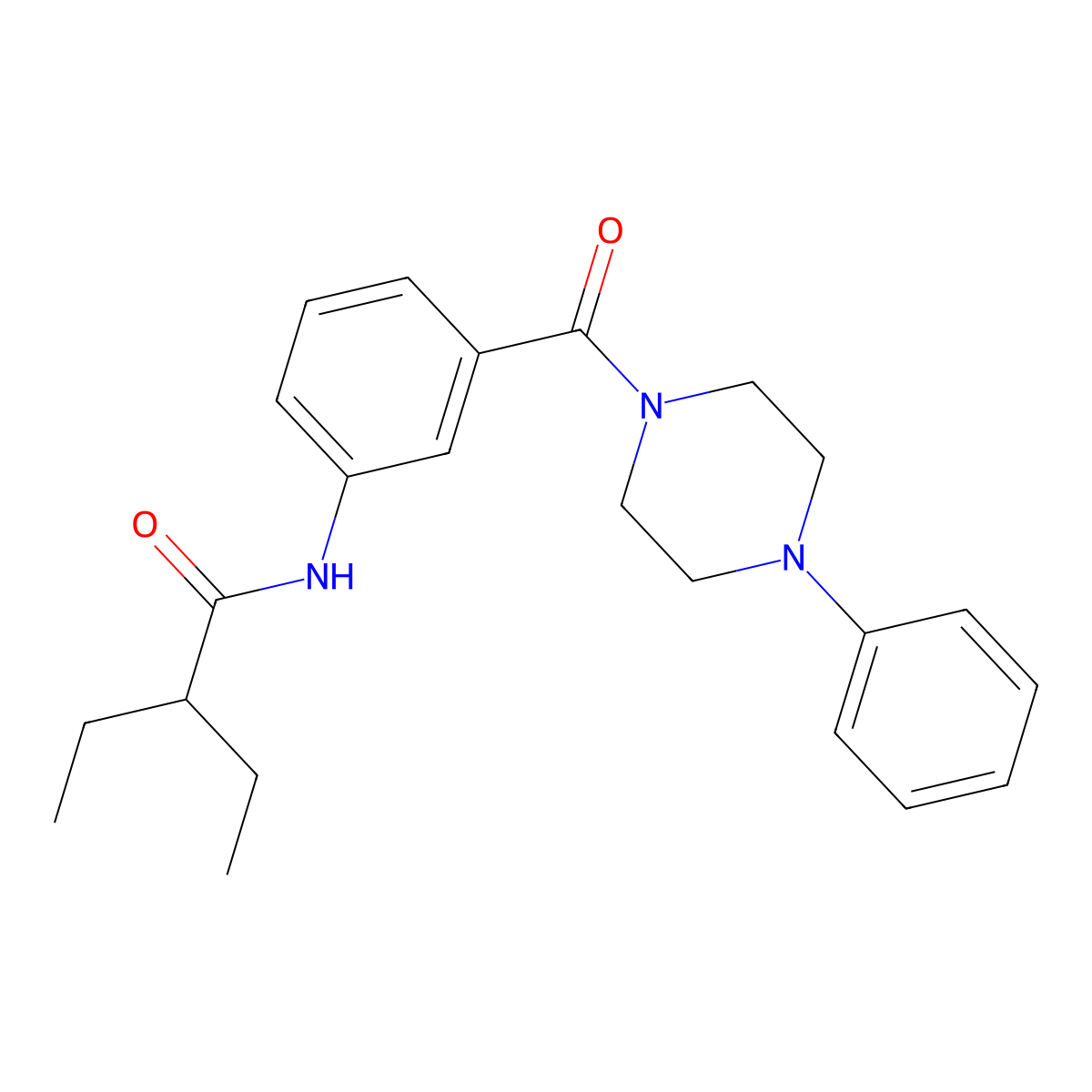 2-ethyl-N-[3-(4-phenylpiperazine-1-carbonyl)phenyl]butanamide molecular structure, CAS 710986-60-0