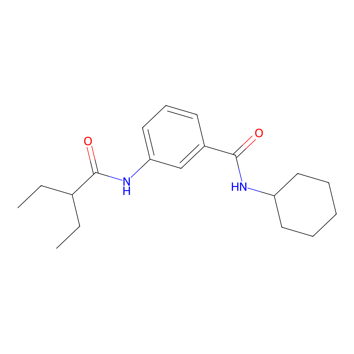 N-cyclohexyl-3-(2-ethylbutanoylamino)benzamide molecular structure, CAS 710986-63-3