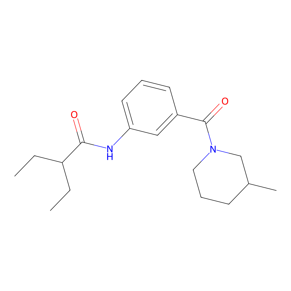 2-ethyl-N-[3-(3-methylpiperidine-1-carbonyl)phenyl]butanamide molecular structure, CAS 710986-75-7