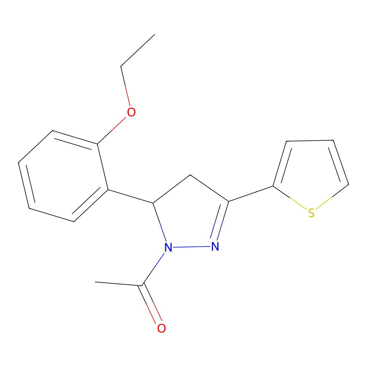 1-[3-(2-Ethoxyphenyl)-5-thiophen-2-yl-3,4-dihydropyrazol-2-yl]ethanone molecular structure, CAS 710986-76-8