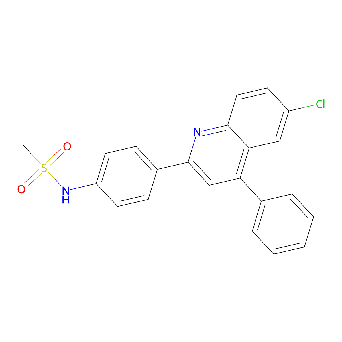 N-[4-(6-chloro-4-phenylquinolin-2-yl)phenyl]methanesulfonamide molecular structure, CAS 710986-91-7