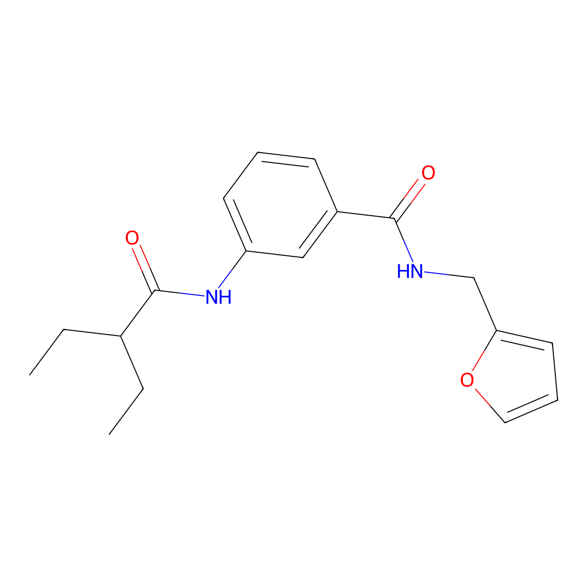 3-[(2-ethyl-1-oxobutyl)amino]-N-(2-furanylmethyl)benzamide molecular structure, CAS 710987-13-6