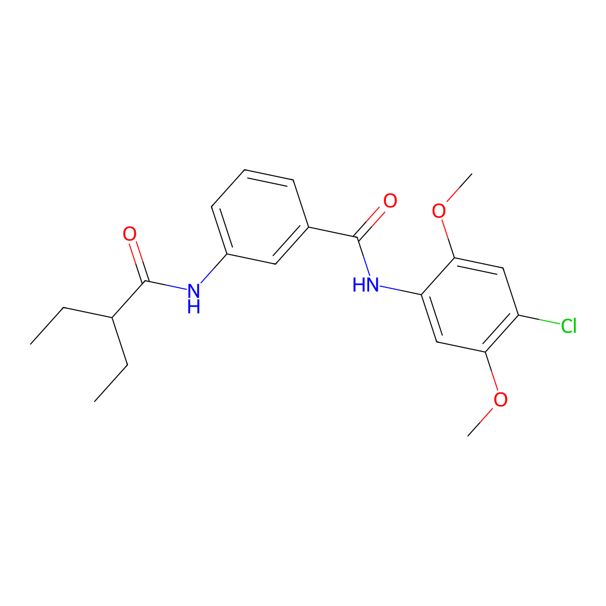 N-(4-chloro-2,5-dimethoxyphenyl)-3-(2-ethylbutanoylamino)benzamide molecular structure, CAS 710987-28-3