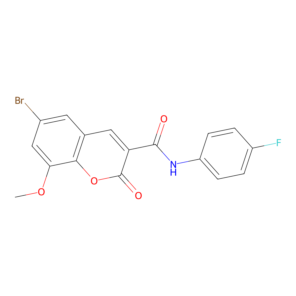 6-bromo-N-(4-fluorophenyl)-8-methoxy-2-oxo-2H-chromene-3-carboxamide molecular structure, CAS 710987-59-0