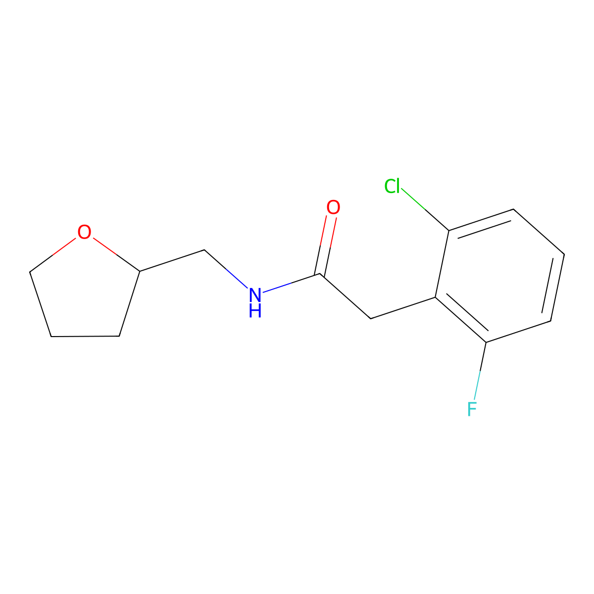 2-(2-chloro-6-fluorophenyl)-N-(oxolan-2-ylmethyl)acetamide molecular structure, CAS 710987-67-0