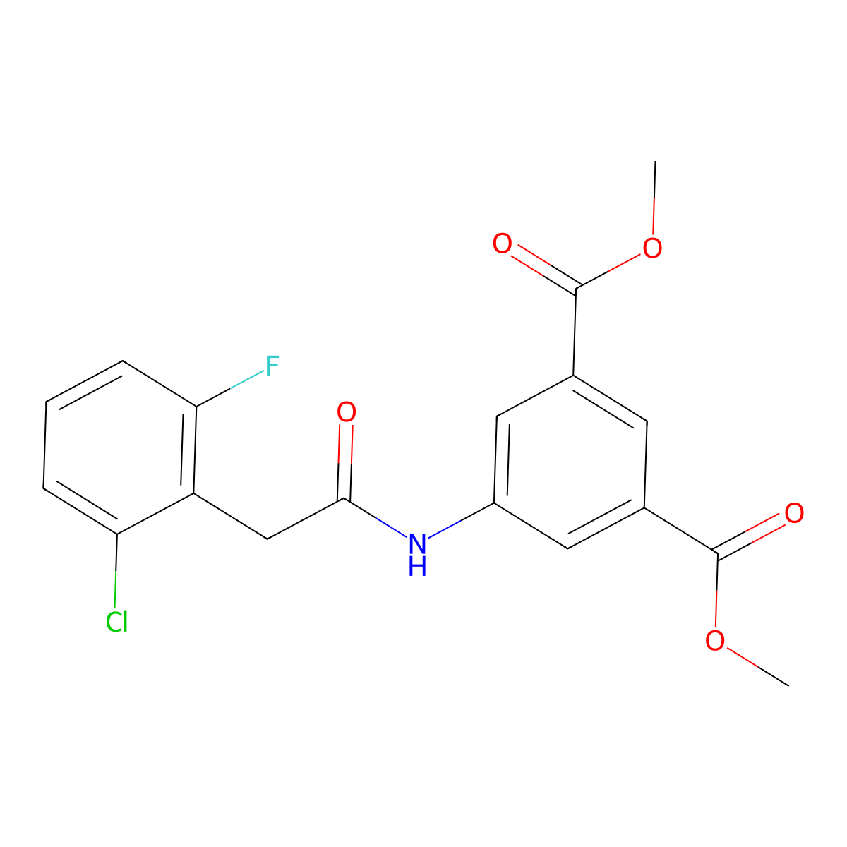Dimethyl 5-{[(2-chloro-6-fluorophenyl)acetyl]amino}benzene-1,3-dicarboxylate molecular structure, CAS 710987-80-7