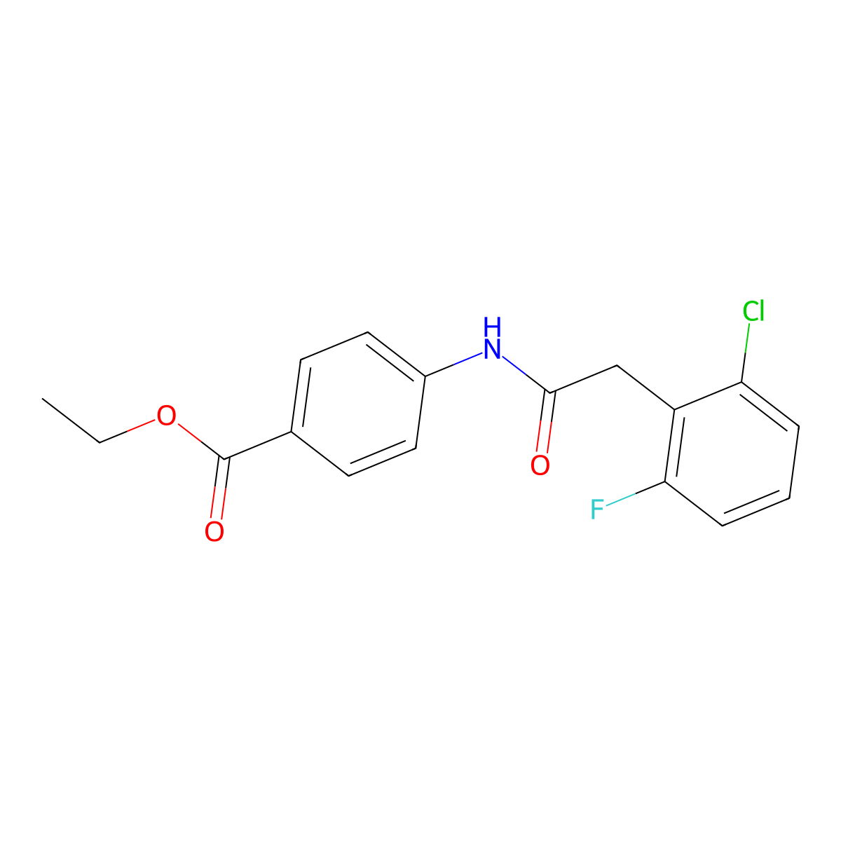 Ethyl 4-{[(2-chloro-6-fluorophenyl)acetyl]amino}benzoate molecular structure, CAS 710987-86-3