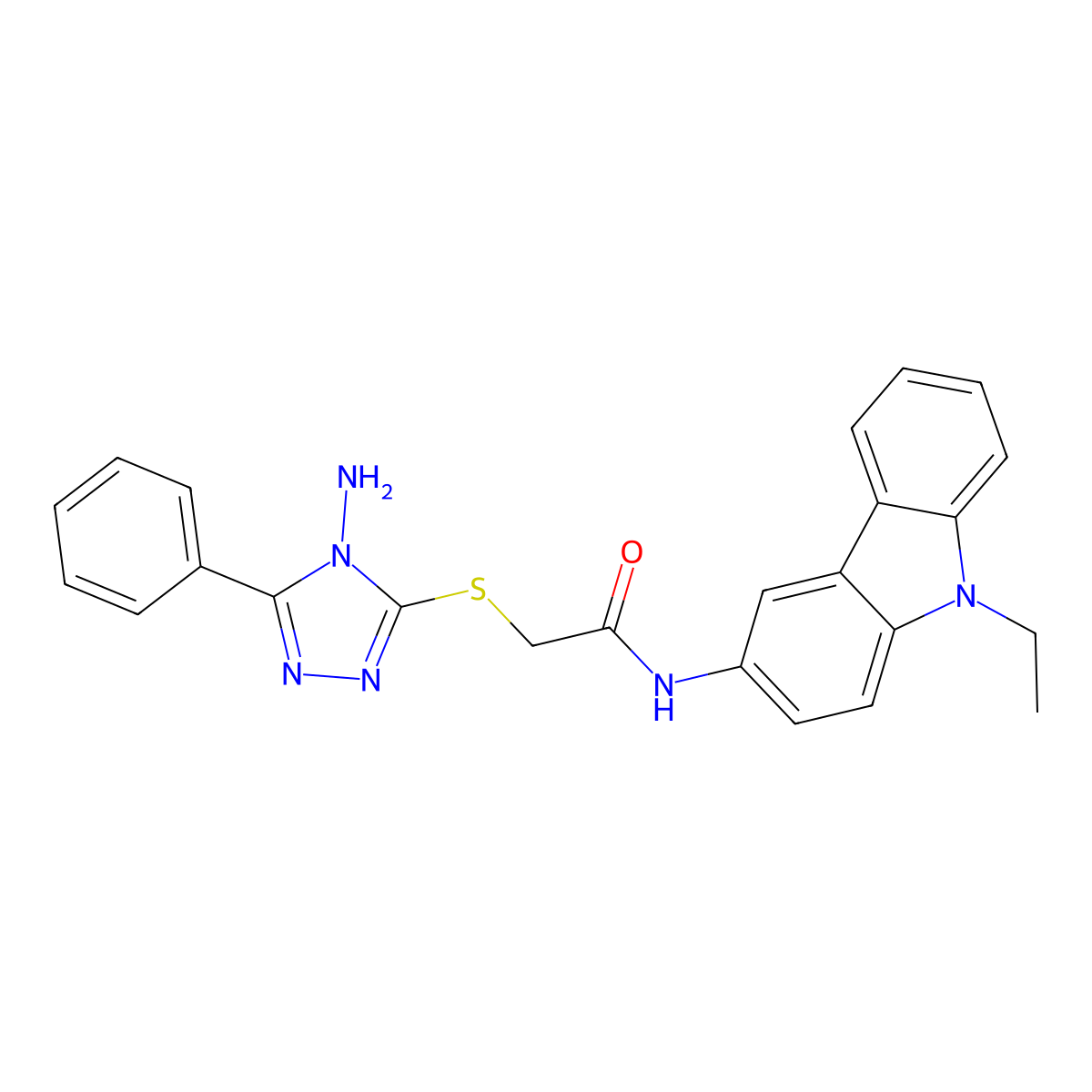 2-(4-amino-5-phenyl(1,2,4-triazol-3-ylthio))-N-(9-ethylcarbazol-3-yl)acetamide molecular structure, CAS 710987-92-1