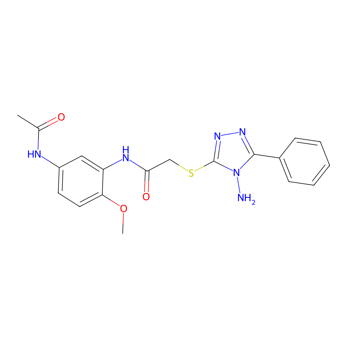 N-[5-(acetylamino)-2-methoxyphenyl]-2-[(4-amino-5-phenyl-4H-1,2,4-triazol-3-yl)thio]acetamide molecular structure, CAS 710987-96-5