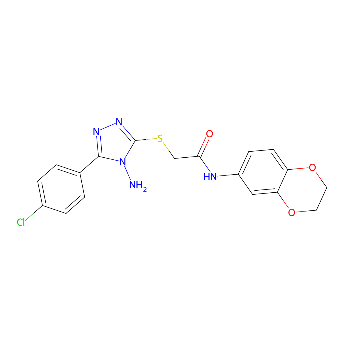 2-{[4-amino-5-(4-chlorophenyl)-4H-1,2,4-triazol-3-yl]sulfanyl}-N-(2,3-dihydro-1,4-benzodioxin-6-yl)acetamide molecular structure, CAS 710987-99-8