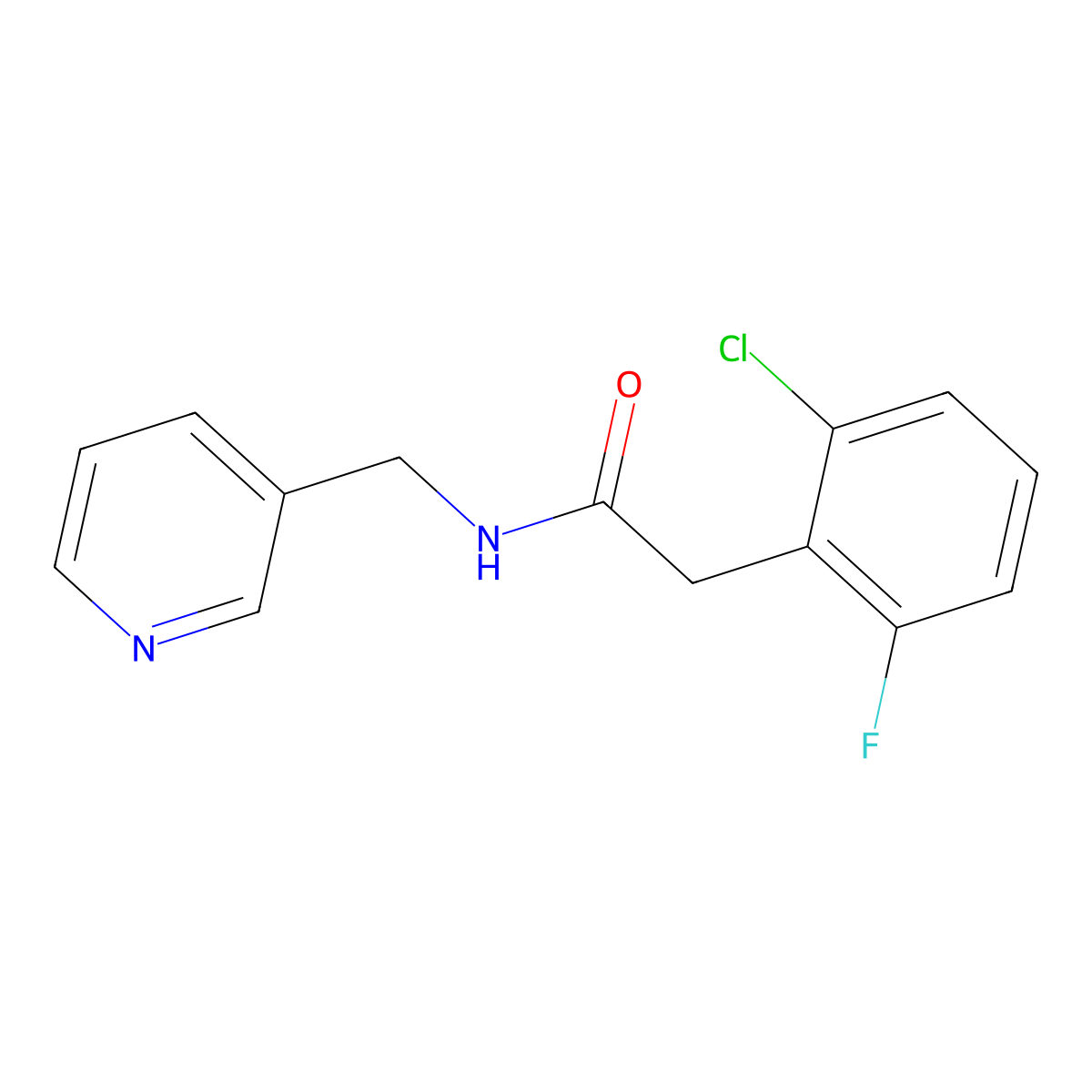 2-(2-chloro-6-fluorophenyl)-N-(pyridin-3-ylmethyl)acetamide molecular structure, CAS 710988-01-5