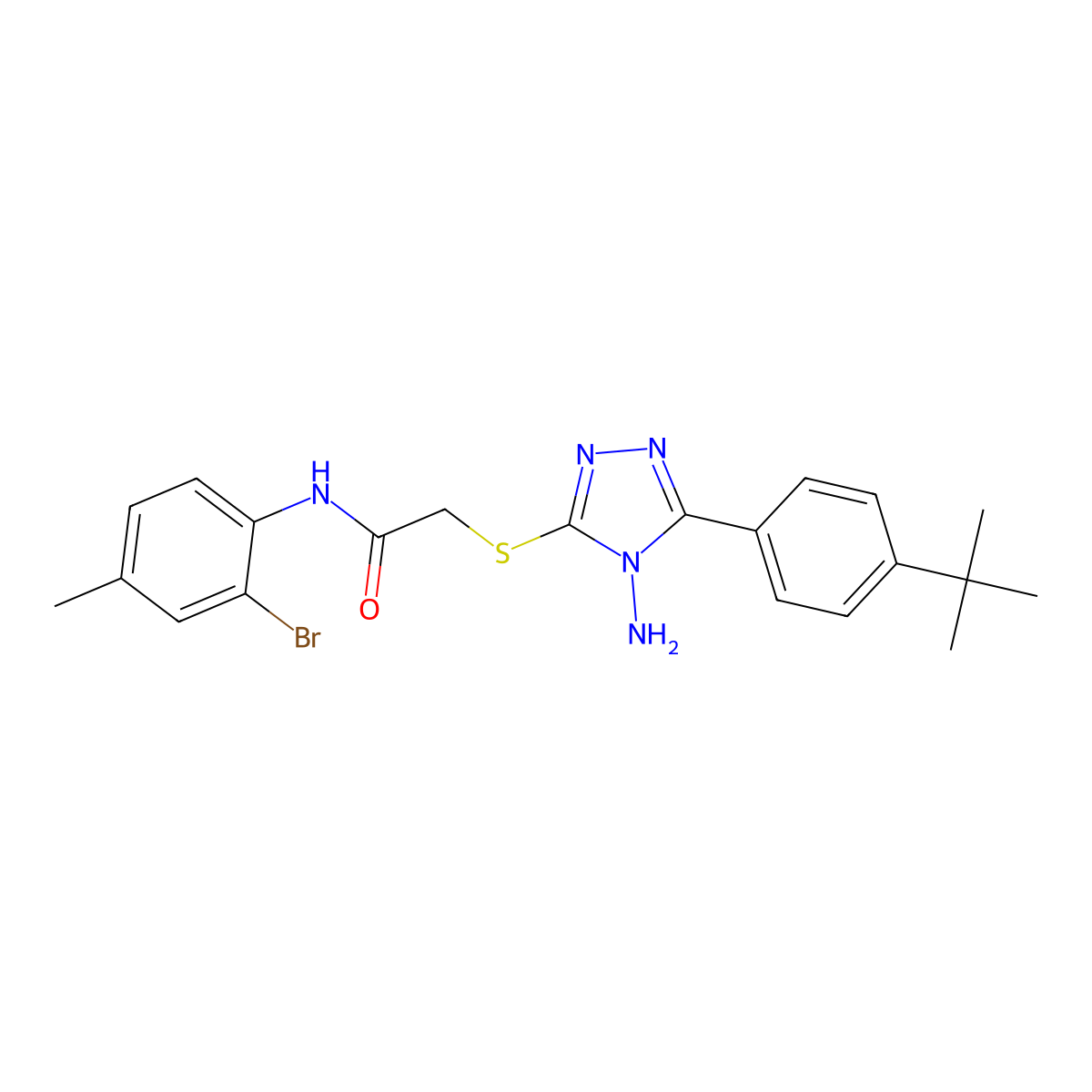 2-{[4-amino-5-(4-tert-butylphenyl)-4H-1,2,4-triazol-3-yl]sulfanyl}-N-(2-bromo-4-methylphenyl)acetamide molecular structure, CAS 710988-12-8
