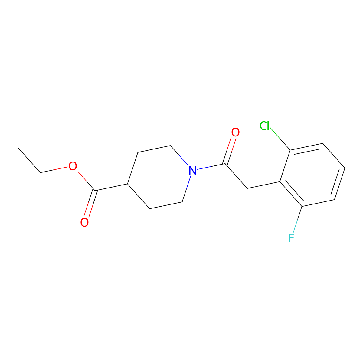 Ethyl 1-[2-(2-chloro-6-fluorophenyl)acetyl]piperidine-4-carboxylate molecular structure, CAS 710988-14-0