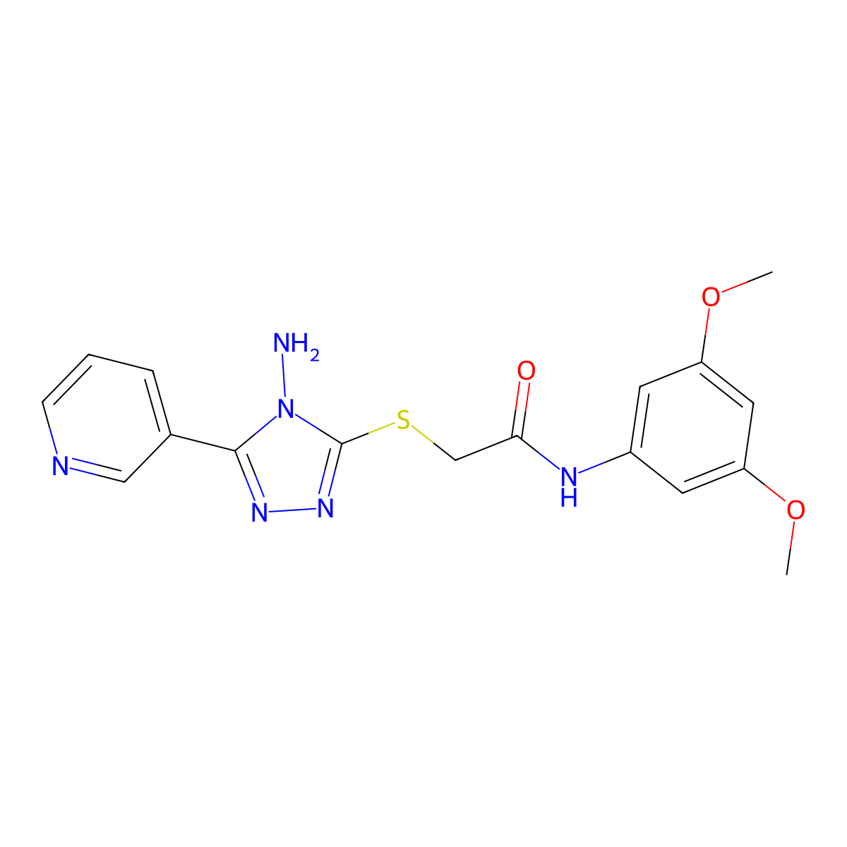 2-(4-amino-5-(3-pyridyl)(1,2,4-triazol-3-ylthio))-N-(3,5-dimethoxyphenyl)aceta mide molecular structure, CAS 710988-15-1