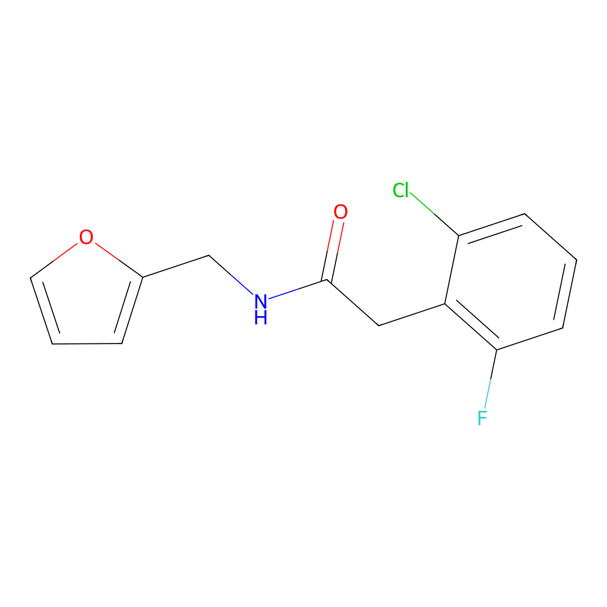2-(2-chloro-6-fluorophenyl)-N-(furan-2-ylmethyl)acetamide molecular structure, CAS 710988-23-1