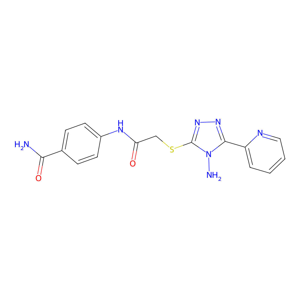 4-[2-(4-Amino-5-(2-pyridyl)-1,2,4-triazol-3-ylthio)acetylamino]benzamide molecular structure, CAS 710988-24-2