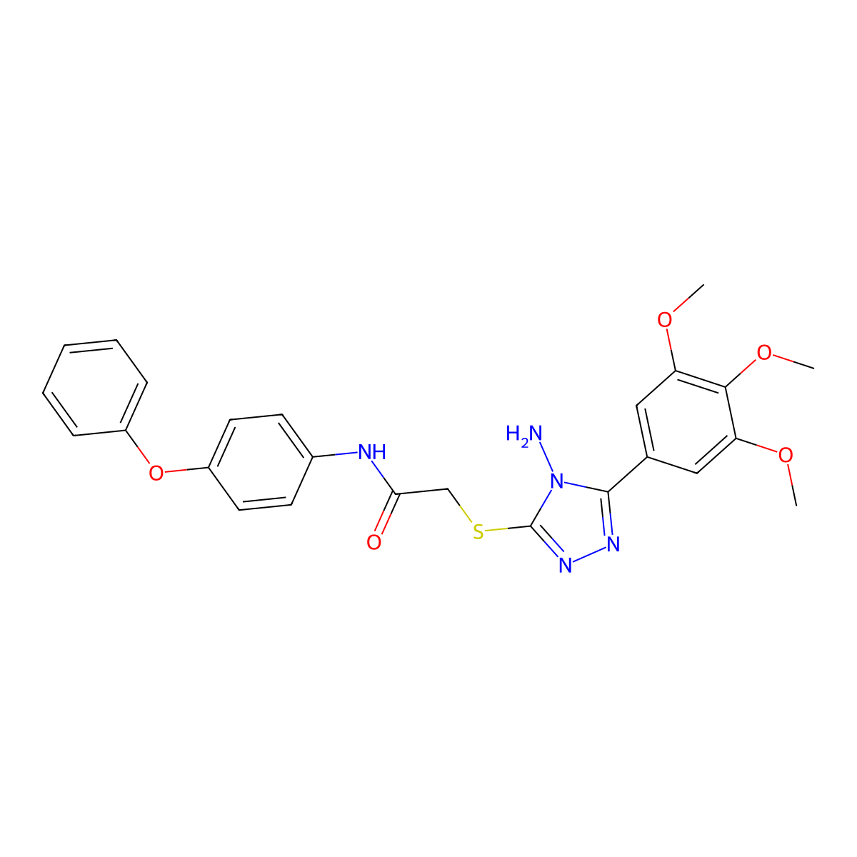 2-{[4-amino-5-(3,4,5-trimethoxyphenyl)-4H-1,2,4-triazol-3-yl]sulfanyl}-N-(4-phenoxyphenyl)acetamide molecular structure, CAS 710988-27-5