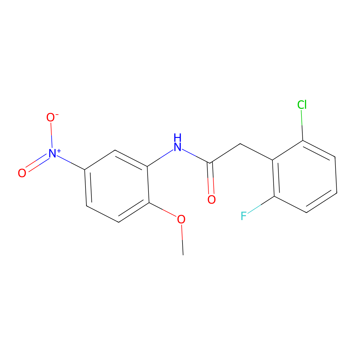 2-(2-chloro-6-fluorophenyl)-N-(2-methoxy-5-nitrophenyl)acetamide molecular structure, CAS 710988-29-7