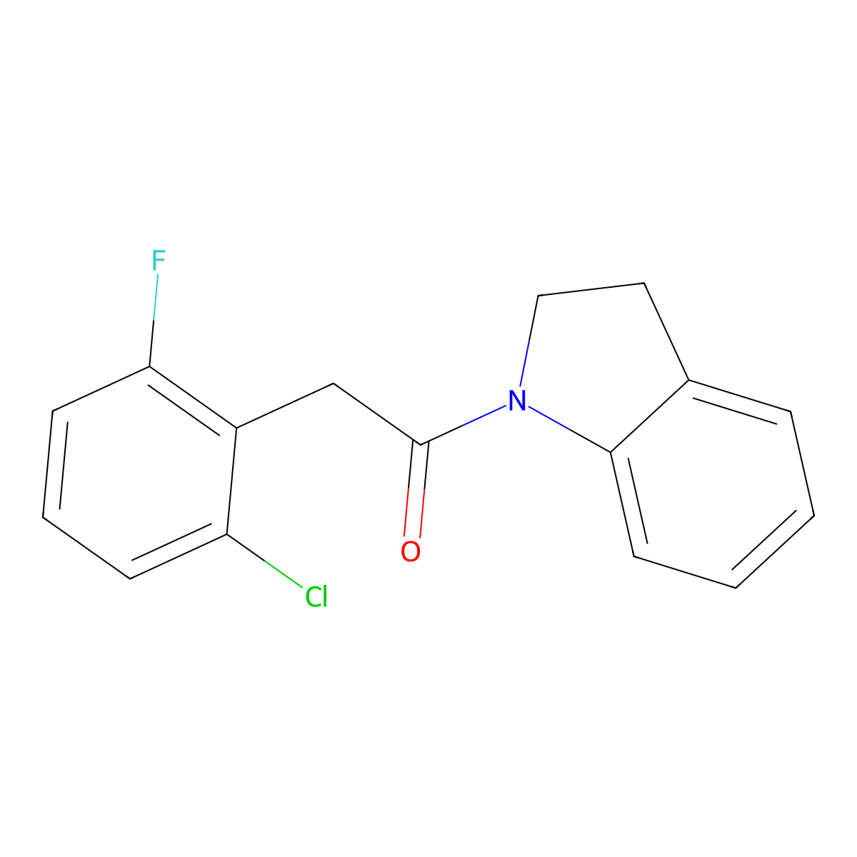 2-(2-Chloro-6-fluorophenyl)-1-(2,3-dihydroindol-1-yl)ethanone molecular structure, CAS 710988-32-2