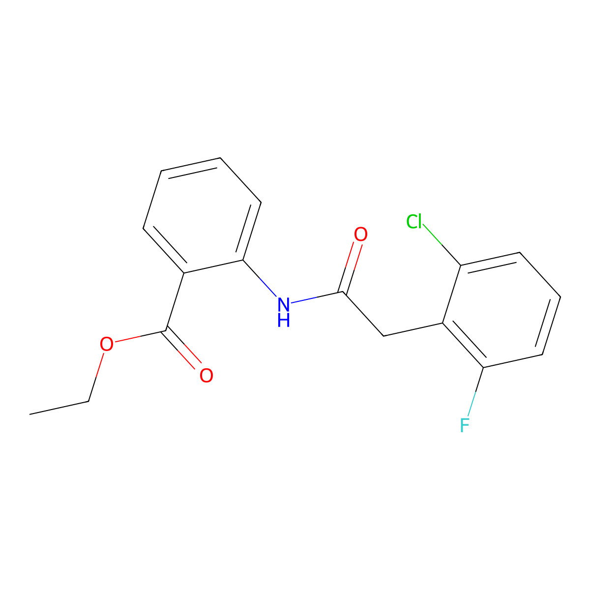 Ethyl 2-{[(2-chloro-6-fluorophenyl)acetyl]amino}benzoate molecular structure, CAS 710988-36-6