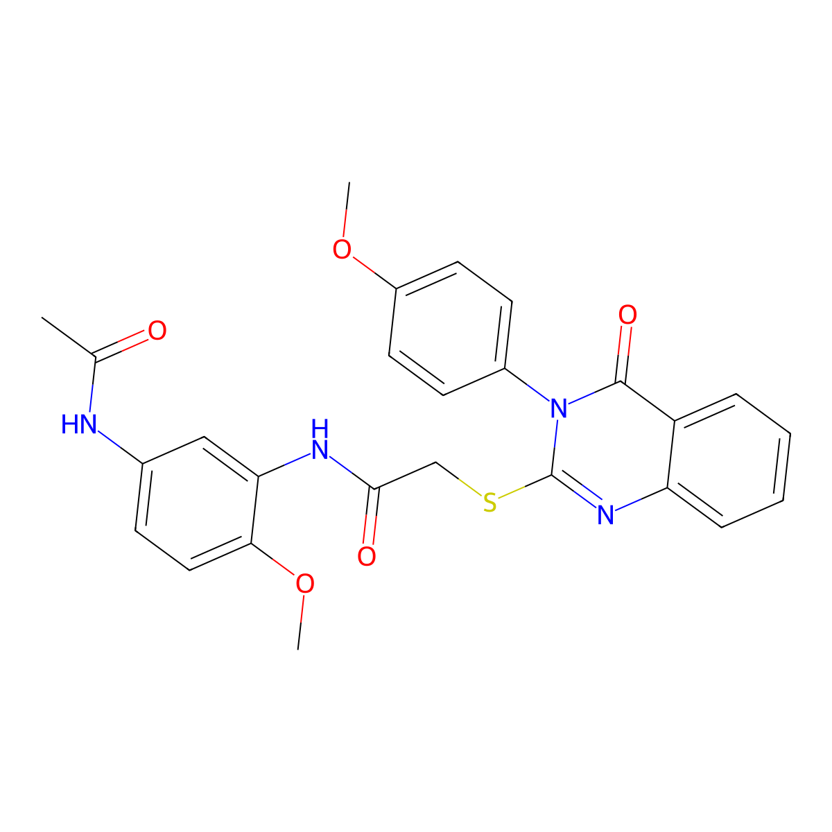 N-[5-(acetylamino)-2-methoxyphenyl]-2-{[3-(4-methoxyphenyl)-4-oxo-3,4-dihydroquinazolin-2-yl]sulfanyl}acetamide molecular structure, CAS 710988-40-2