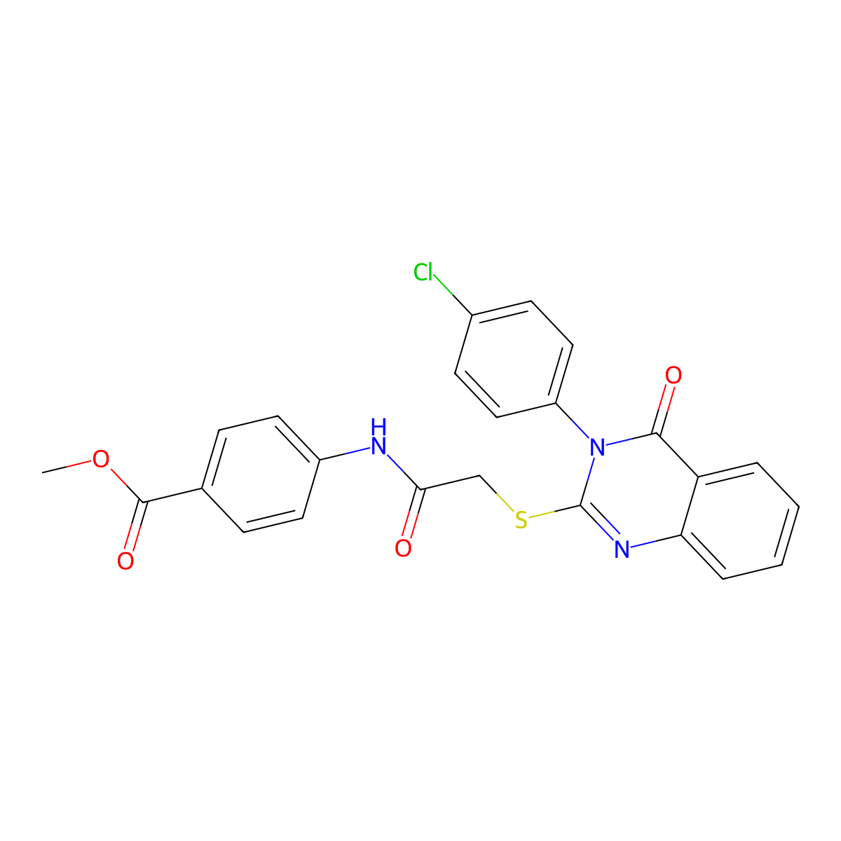 ME 4-((((3-(4-CL-PH)-4-Oxo-3,4-dihydro-2-quinazolinyl)thio)acetyl)amino)benzoate molecular structure, CAS 710988-46-8