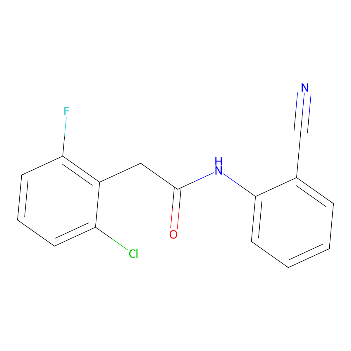 2-(2-chloro-6-fluorophenyl)-N-(2-cyanophenyl)acetamide molecular structure, CAS 710988-54-8
