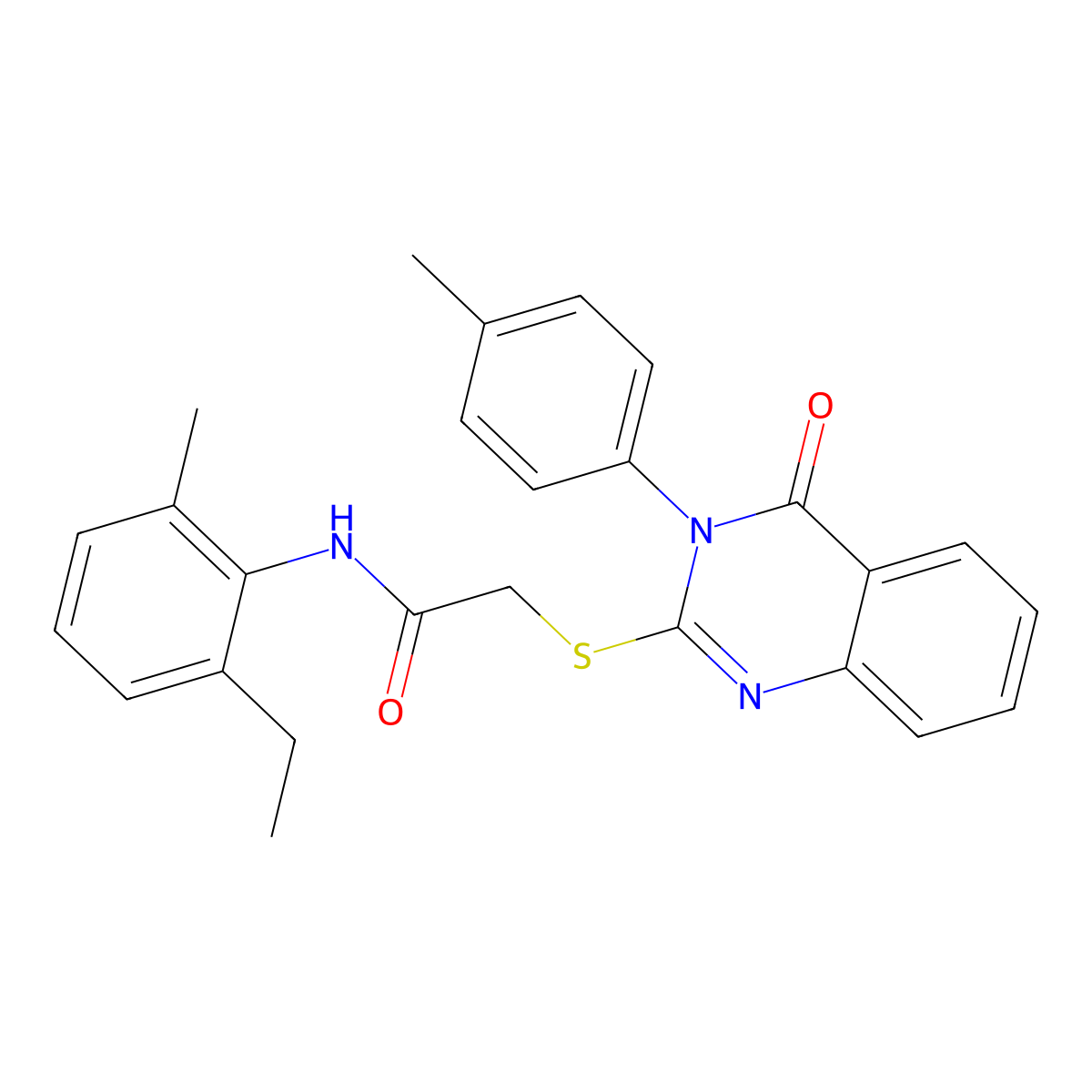 N-(2-ethyl-6-methylphenyl)-2-{[3-(4-methylphenyl)-4-oxo-3,4-dihydroquinazolin-2-yl]sulfanyl}acetamide molecular structure, CAS 710988-55-9