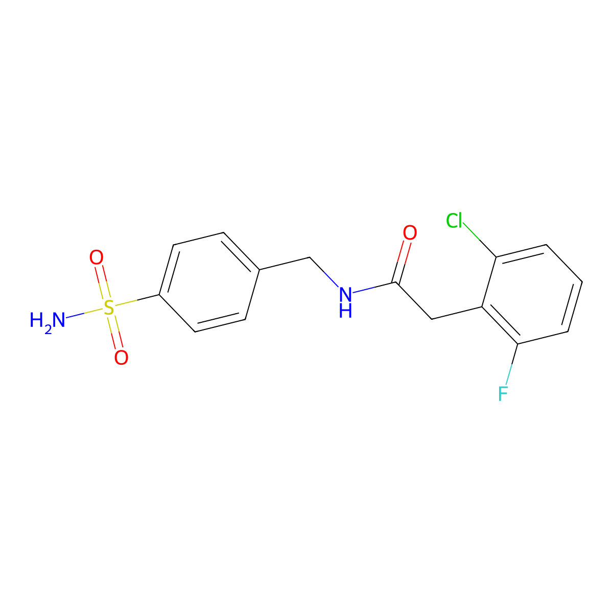 2-(2-chloro-6-fluorophenyl)-N-[(4-sulfamoylphenyl)methyl]acetamide molecular structure, CAS 710988-69-5