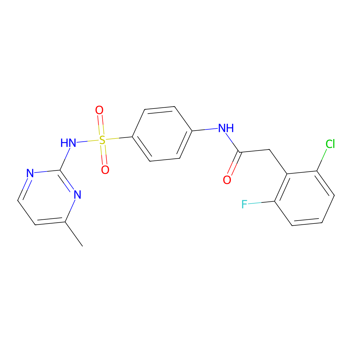 2-(2-chloro-6-fluorophenyl)-N-[4-[(4-methylpyrimidin-2-yl)sulfamoyl]phenyl]acetamide molecular structure, CAS 710988-72-0