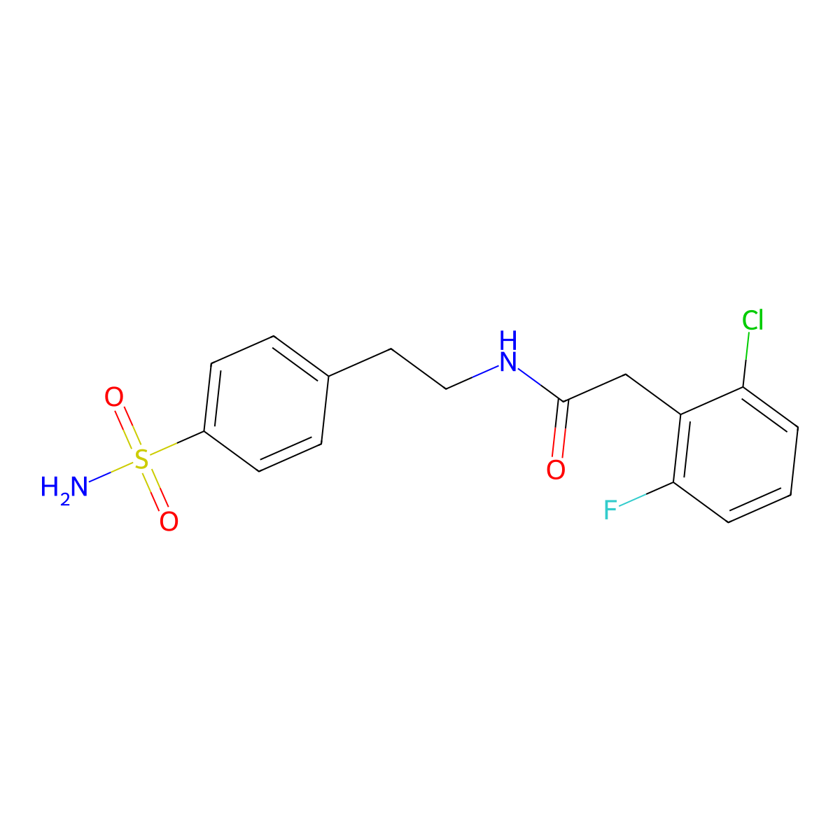 2-(2-chloro-6-fluorophenyl)-N-[2-(4-sulfamoylphenyl)ethyl]acetamide molecular structure, CAS 710988-78-6