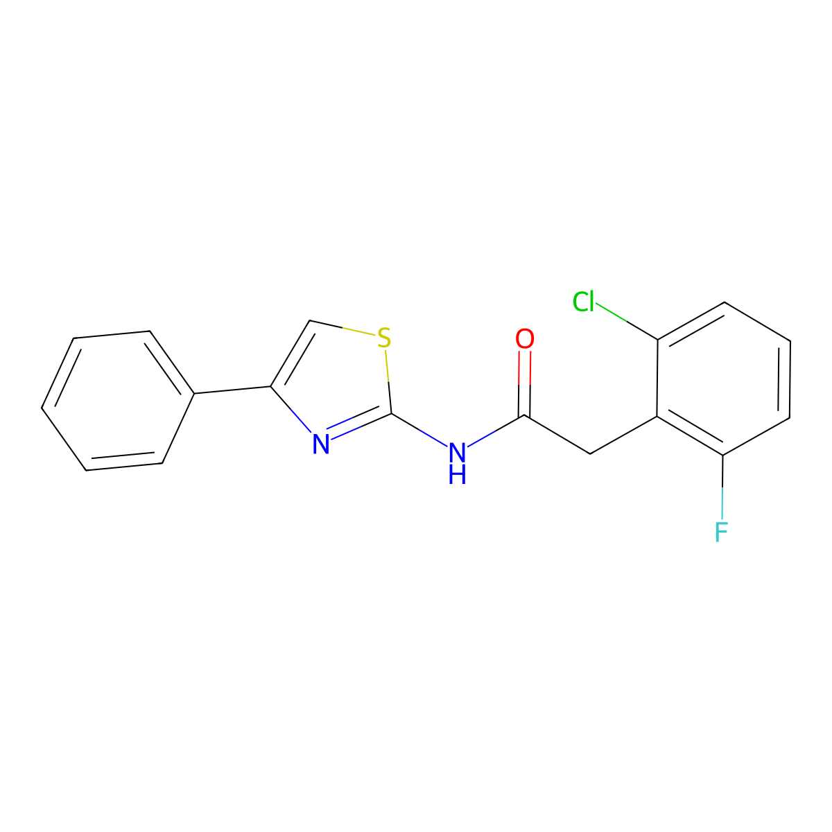 2-(2-chloro-6-fluorophenyl)-N-(4-phenyl-1,3-thiazol-2-yl)acetamide molecular structure, CAS 710988-98-0