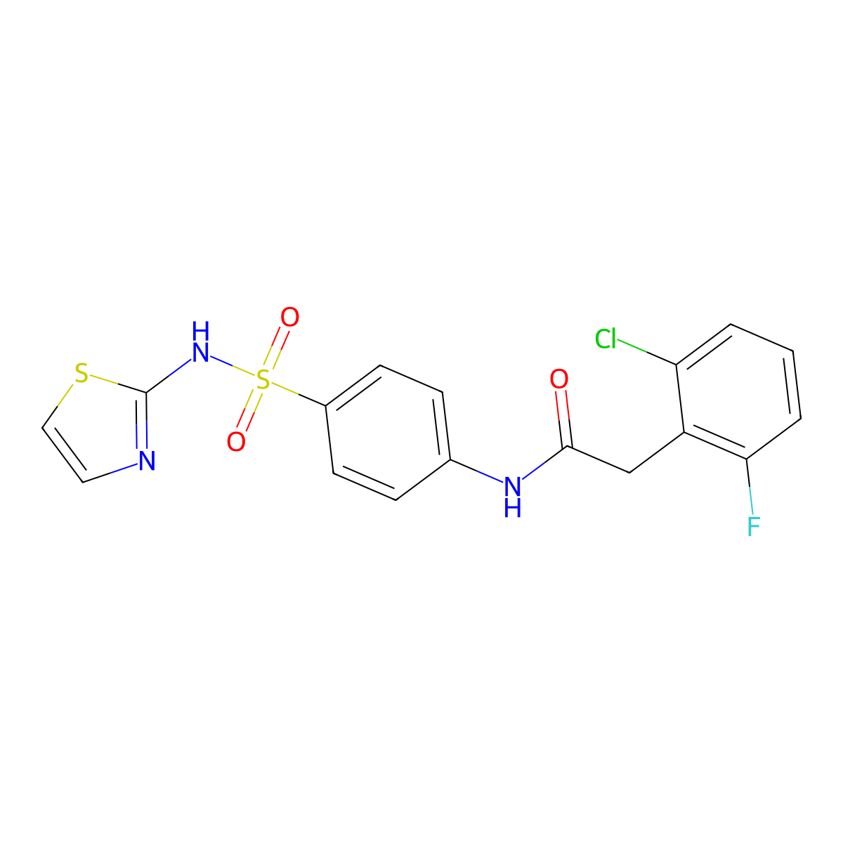 2-(2-chloro-6-fluorophenyl)-N-[4-(1,3-thiazol-2-ylsulfamoyl)phenyl]acetamide molecular structure, CAS 710989-01-8