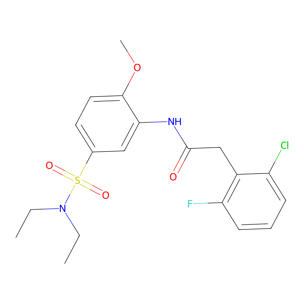2-(2-chloro-6-fluorophenyl)-N-[5-(diethylsulfamoyl)-2-methoxyphenyl]acetamide molecular structure, CAS 710989-04-1