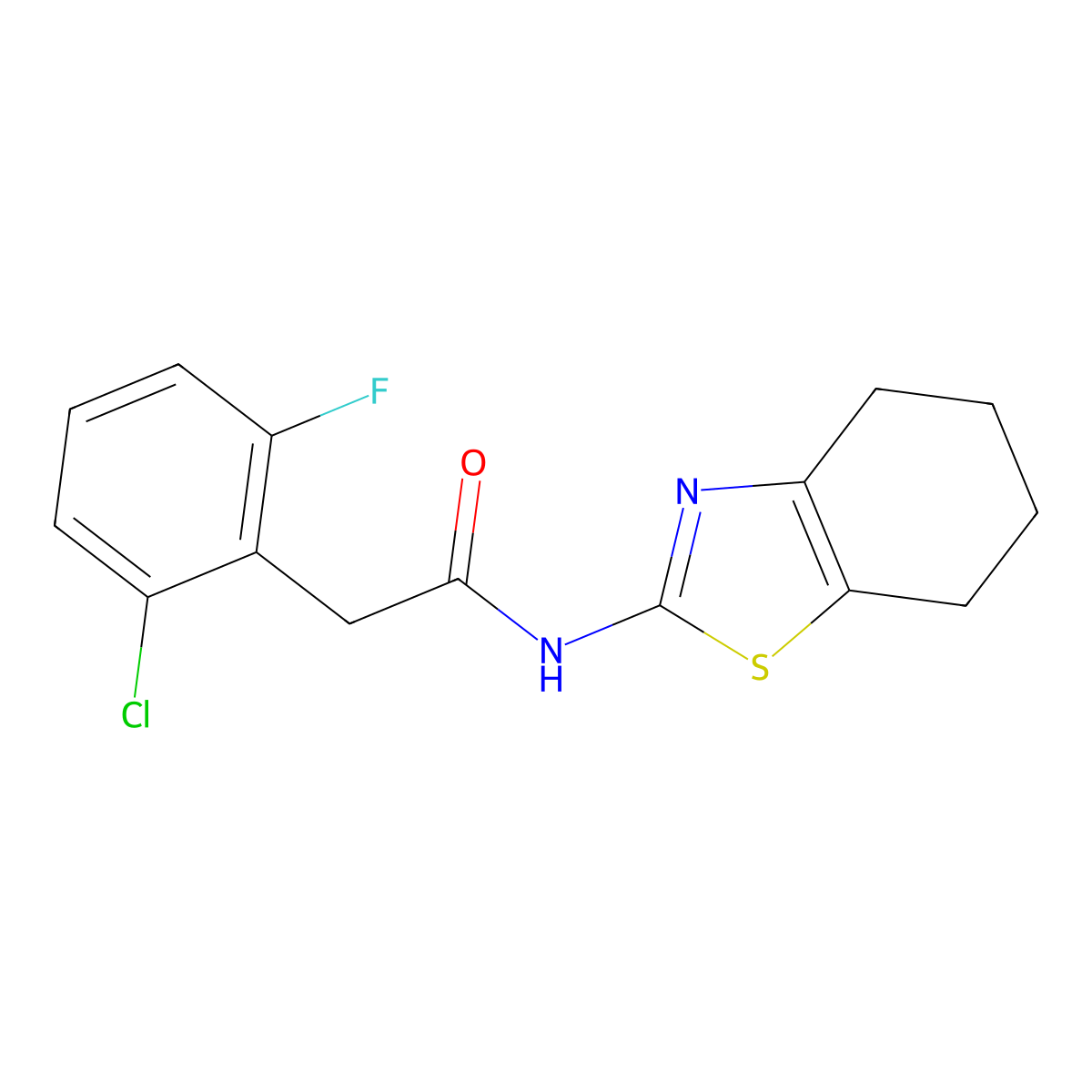 2-(2-chloro-6-fluorophenyl)-N-(4,5,6,7-tetrahydro-1,3-benzothiazol-2-yl)acetamide molecular structure, CAS 710989-16-5